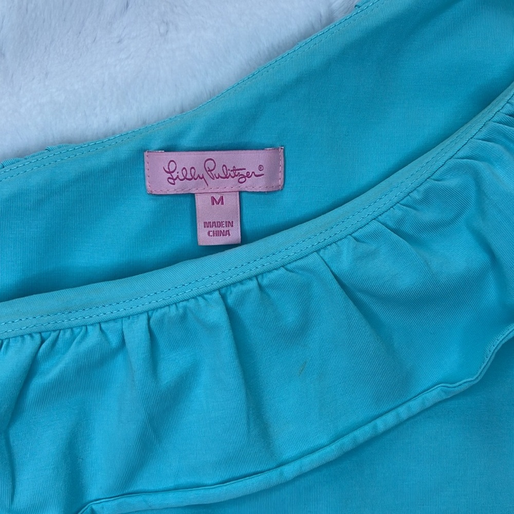 Lilly Pulitzer Blue Asymmetrical One-Shoulder Sundress ~ Size Medium - Picture 5 of 7